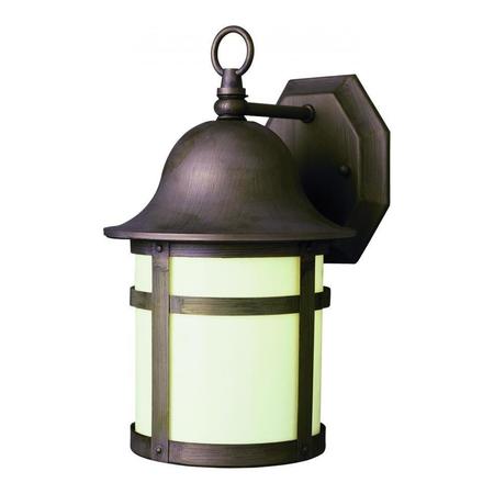 TRANS GLOBE One Light Weathered Bronze White Frosted Glass Wall Lantern 4580 WB